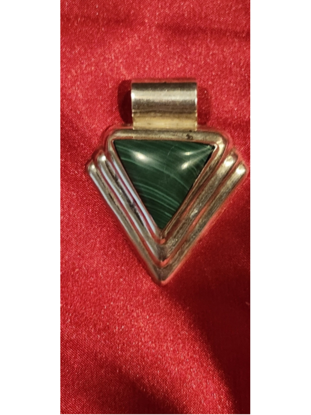 Sterling Silver and Malachite Triangle Pendant